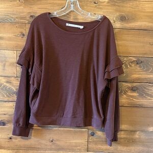 Chelsea & Violet Ruffle Sleeve Pullover Top - Wine